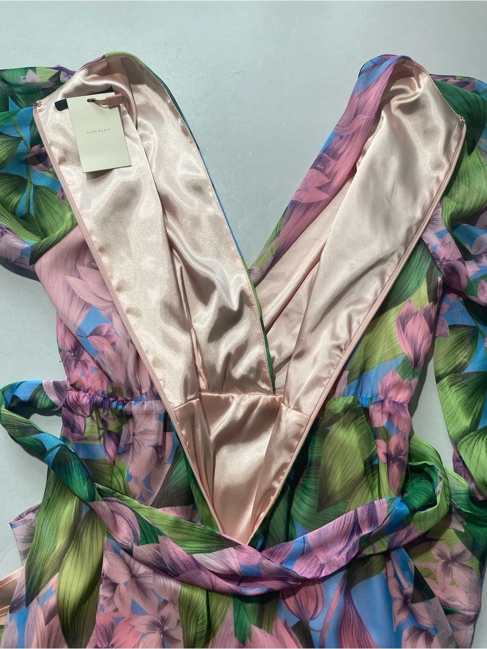 NEW Womens Alex Marie Laurel Chiffon Long Sleeve Mini Wisteria Dress $178 - Picture 11 of 12